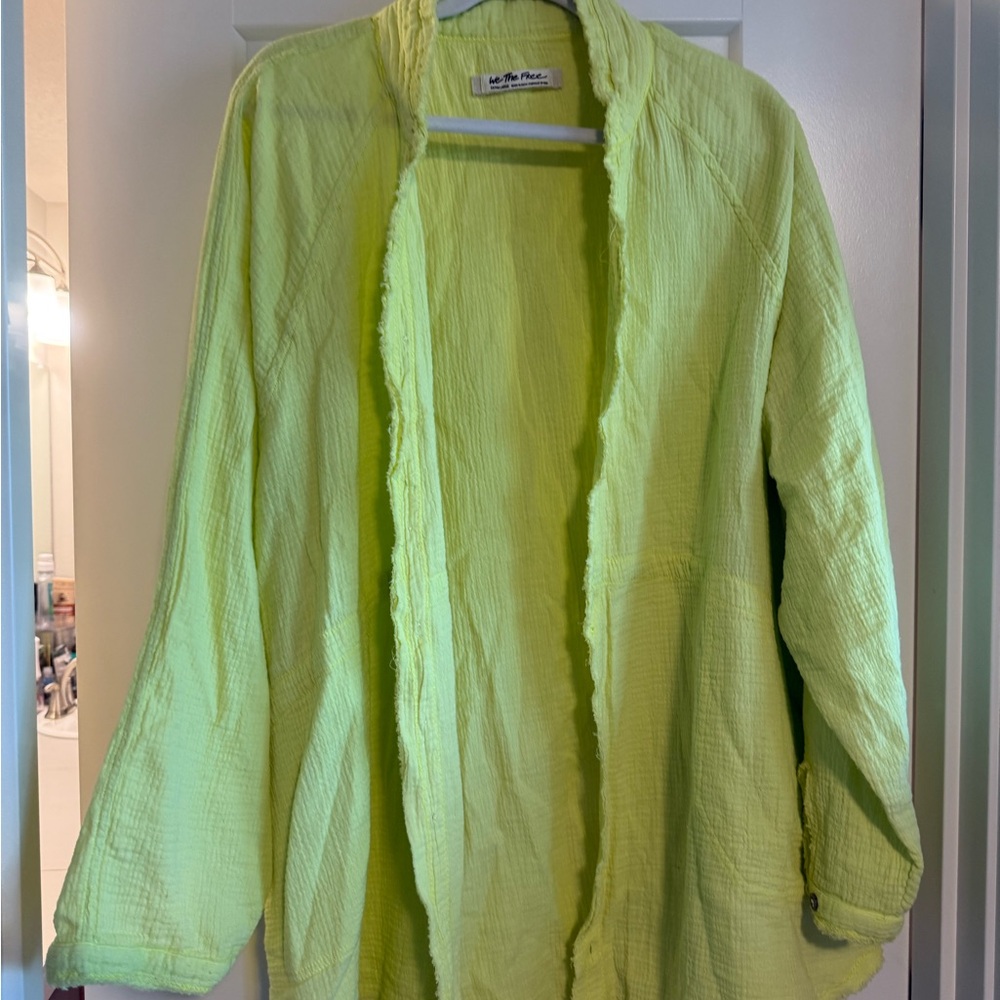 Free people Lime/yellow Open Front Jacket